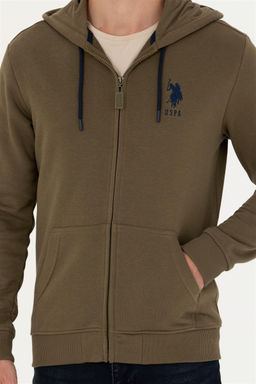 Свитшот мужской U. S. Polo Assn цвета хаки из хлопка - U.s. polo assn фото 6