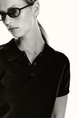 SHORT SLEEVE KNIT POLO TOP - Zara фото 4