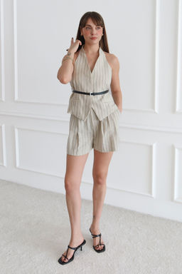 Tas Cizgili %100 Keten Dokuma Alt - Ust Tak?m TWOSS26AU00074