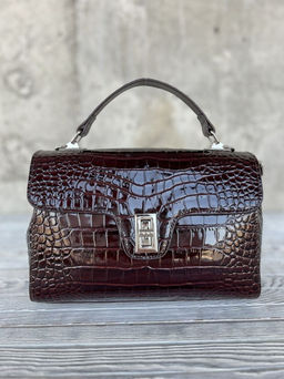 Женская лаковая сумка под крокодила HW-7711 Кофе - Sergio valentini фото 2