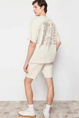 TRENDYOL MAN Lacivert Oversize/Genis Kesim S?rt Kabar?k Yaz? Bask?l? %100 Pamuklu T-shirt TMNSS24TS00052 - Trendyolmilla фото 6