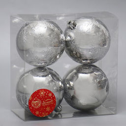 Ёлочные игрушки Эмили капельки, шары новогодние, d=8 см, набор 4 шт., серебро - Зимнее волшебство фото 2