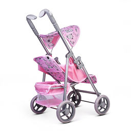 Коляская кукольная трость, металлическая, с корзиной