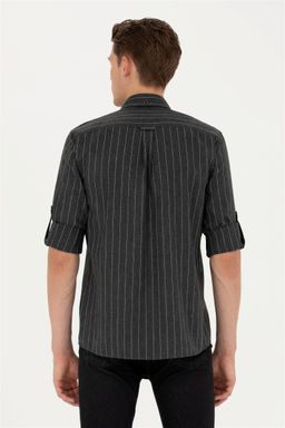 Мужская рубашка антрацитового цвета с длинным рукавом - U.s. polo assn фото 5