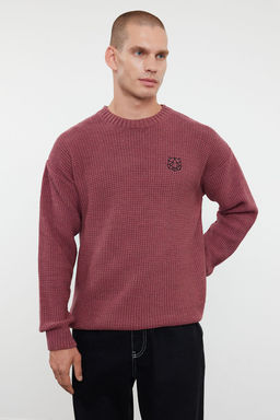 TRENDYOL MAN Indigo Oversize Bisiklet Yaka Dokulu Kazak TMNAW24KZ00032 - Trendyolmilla фото 2
