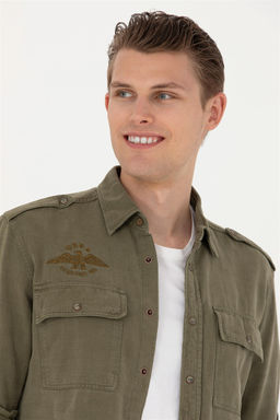 U. S. Polo Assn / Мужская рубашка цвета хаки с длинным рукавом - U.s. polo assn фото 2