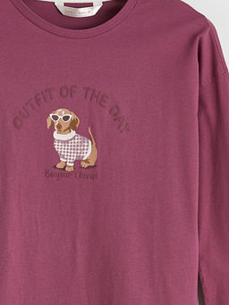 Bisiklet Yaka Bask?l? Kad?n Pijama ?st?