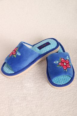 Тапочки синие с вышивкой