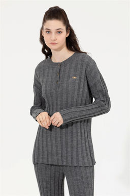 U. S. Polo Assn Женский серый меланжевый свитер с круглым вырезом - U.s. polo assn фото 10