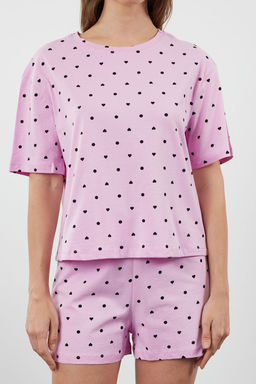 Trendyolmilla Beyaz %100 Pamuklu Puantiyeli ve Kalpli Sortlu Orme Pijama Tak?m? THMSS21PT1485 фото 67