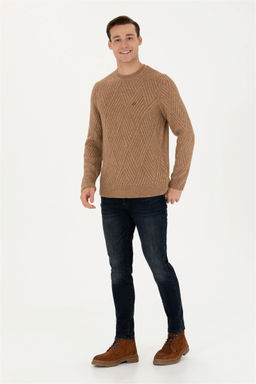 Мужской светло-коричневый меланжевый свитер Неожиданная скидка в корзине - U.s. polo assn фото 4