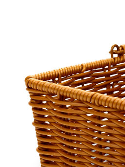 Корзина плетёная для хранения Fatum, с ручкой, пластиковая, коричневая, набор 2 шт.