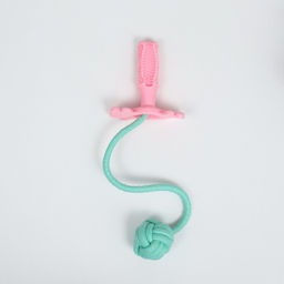 Игрушка канатная с зубочисткой и мячом Хлыст, до 55 см, до 160 г, розовая/мятная - Пижон фото 2
