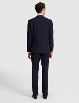 Lacivert Slim Fit %100 Y_n Mono Yaka Tak_m Elbise