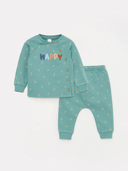 Bisiklet Yaka Uzun Kollu Bask?l? Erkek Bebek H?rka ve Pantolon 2li Tak?m