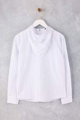 Siyah-Beyaz Cizgili Fular Detayl? Dokuma Bluz TWOSS26BZ00088