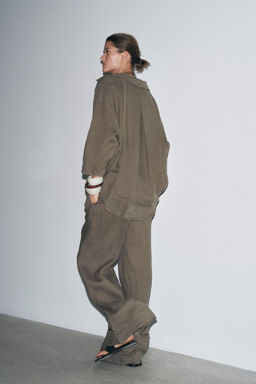 ZW COLLECTION 100% LINEN PALAZZO TROUSERS - Zara фото 3