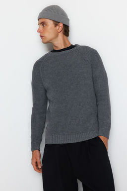 TRENDYOL MAN Beyaz Slim Fit Yunlu Bisiklet Yaka Reglan Kol Triko Kazak TMNAW20KZ1451 - Trendyolmilla фото 2