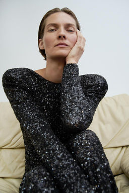 ZW COLLECTION SEQUINNED DRESS WITH SHOULDER PADS