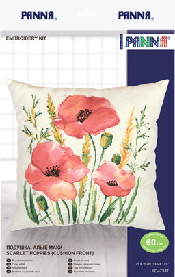 Набор для вышивания PANNA PD-7337 Подушка. Алые маки 35 х 35 см