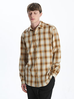 Regular Fit Uzun Kollu Ekose Gabardin Erkek G?mlek