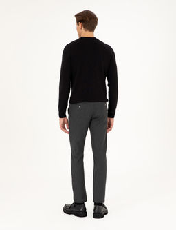 Antrasit Slim Fit _izgili Kanvas Pantolon