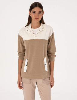 Bej Oversize Modal Kar___ml_ Sweatshirt