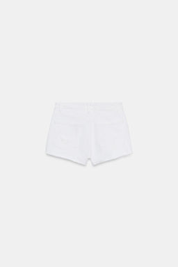 SHORTS DENIM TRF TIRO ALTO ROTOS / Blanco - Zara фото 8