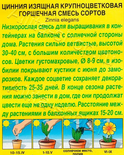 Цинния Крупноцветковая горшечная (смесь сортов) 12шт. (Аэлита)