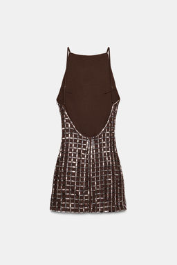 SHORT MESH DRESS WITH SPARKLES - Zara фото 7