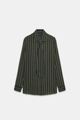 ZW COLLECTION STRIPED FLOWING SHIRT WITH TIE - Zara фото 5