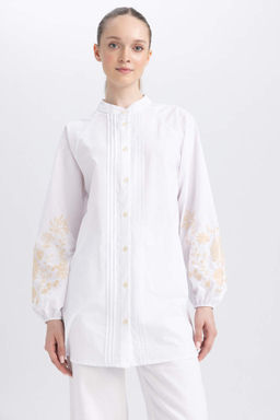 Туника из поплина с длинными рукавами и принтом Relax Fit - Defacto фото 7