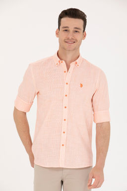 U. S. Polo Assn / Мужская оранжевая рубашка с длинным рукавом - U.s. polo assn фото 2