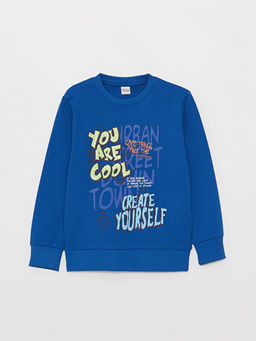 Bisiklet Yaka Bask?l? Uzun Kollu Erkek ?ocuk Ti??rt