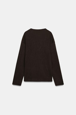 CAMISETA R?STICA MANGA LARGA / Marr?n oscuro - Zara фото 8