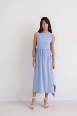 Платье с перекрещенными бретелями голубое - Martichelli фото 3