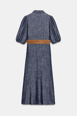 VESTIDO MIDI CINTUR?N / ?ndigo - Zara фото 8