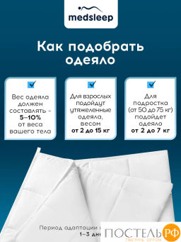Одеяло утяжеленное MEDSLEEP ДEФOРТЕ мкрфбр/плстр/стекл.гранулы, 7 кг, бел  фото 7
