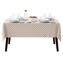 Скатерть 180х145см Горошек беж, длина стола до 140см, на 6 персон, рогожка 186/м2, хлопок 100%, упаковка классическая 28х41см, Домашняя мода (Россия)