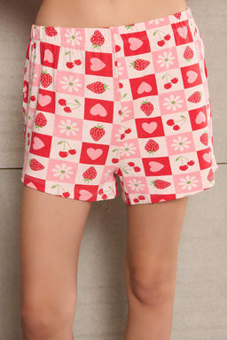 Pembe-Cok Renkli %100 Pamuk Kalp ve Meyve Bask?l? Orme Pijama Tak?m? THMSS26PT00048 - Trendyolmilla фото 3