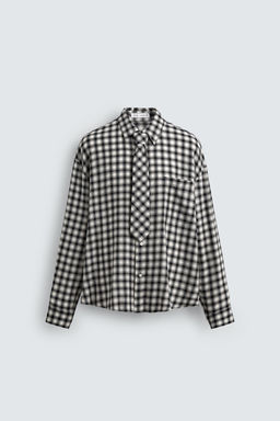 CHECK SHIRT WITH CONTRAST TIE - Zara фото 7