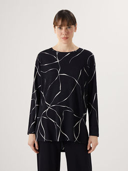 Bisiklet Yaka Desenli Kad?n Bluz
