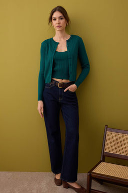 Koyu Yesil 2li Basic Triko H?rka-Bluz Tak?m TWOAW26HI00213