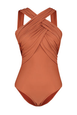 TRENDYOLMILLA Kiremit Halter Yaka Drapeli Regular Mayo TBESS20MA0298 фото 7