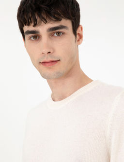 Ekru Slim Fit Bisiklet Yaka Ka_mir Triko Kazak - Pierre cardin фото 2