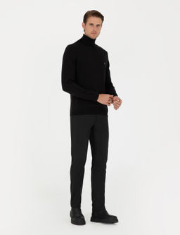 Siyah Slim Fit Bal_k__ Yaka Basic Triko Kazak - Pierre cardin фото 4