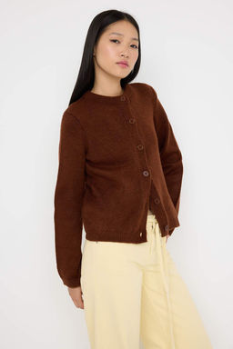 Teen Kahverengi Yumusak Dokulu Genis Kal?p Ekstra Sall? Triko H?rka TWOAW26HI00135