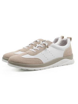03-YA486-3 WHITE/BEIGE Кроссовки женские (натуральная кожа, натуральная замша)