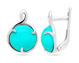 Серьги из серебра бирюза пресс., СП76