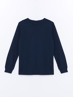 Bisiklet Yaka Bask?l? Uzun Kollu Erkek ?ocuk Ti??rt